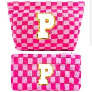 MONOGRAM “P” MAKEUP BAG SET (2pc) NWT